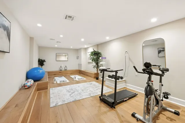 a view of a room with gym equipment