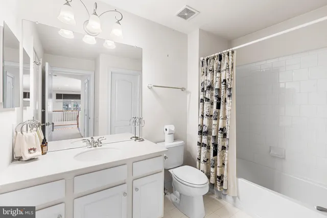 a bathroom with a sink a toilet a mirror a vanity and shower