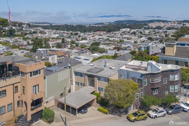 a city view with tall buildings