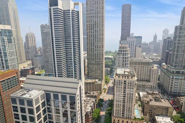 an aerial view of a building
