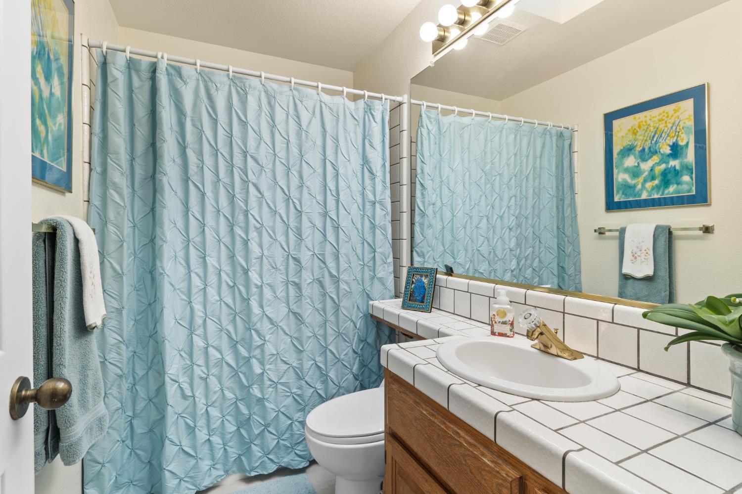 1153 Copper Lantern Court Modesto, CA 95355 - Photo 20 of 37 a bathroom with a sink toilet and mirror