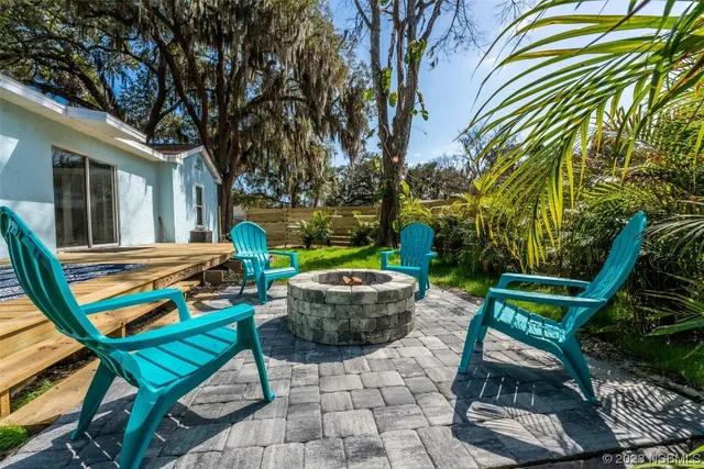 an aerial view of a house with a swimming pool