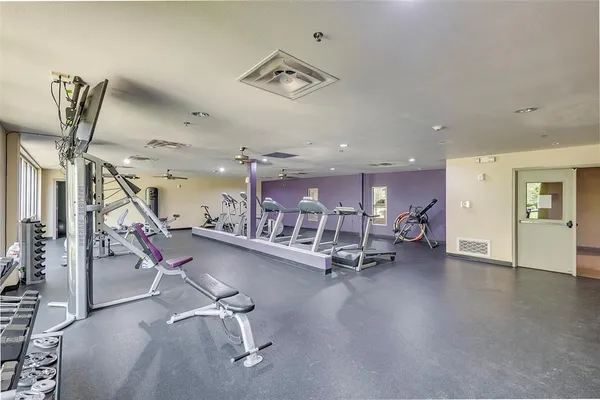 a view of a room with gym equipment