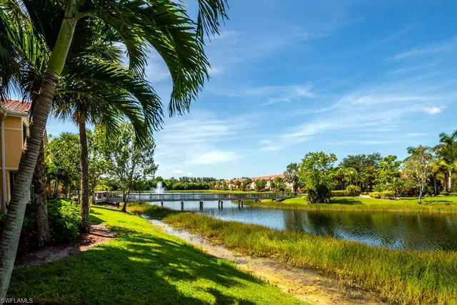 a view of a lake with houses