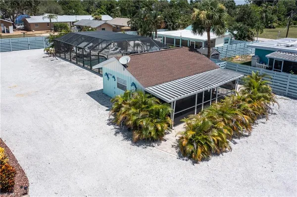 an outdoor space with seating