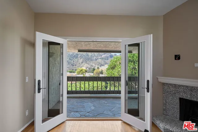 a view of a city from a balcony