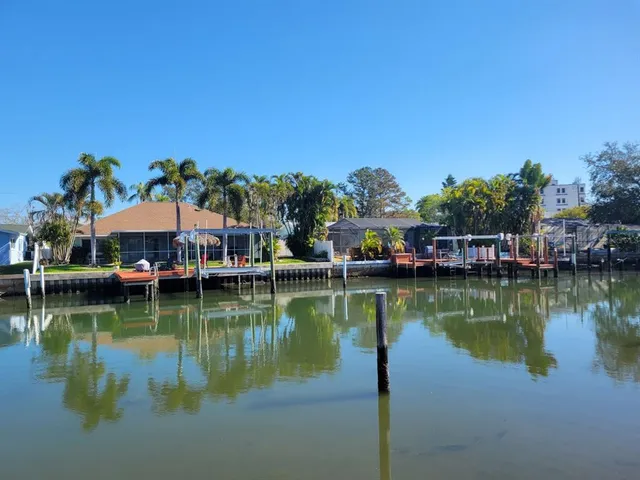 a view of a lake with houses