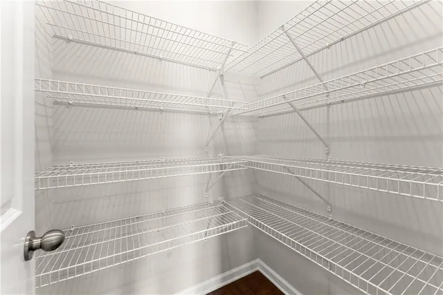 a view of a room with racks on the wall