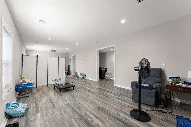 a view of a building with a yard