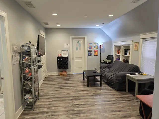 a living room with furniture