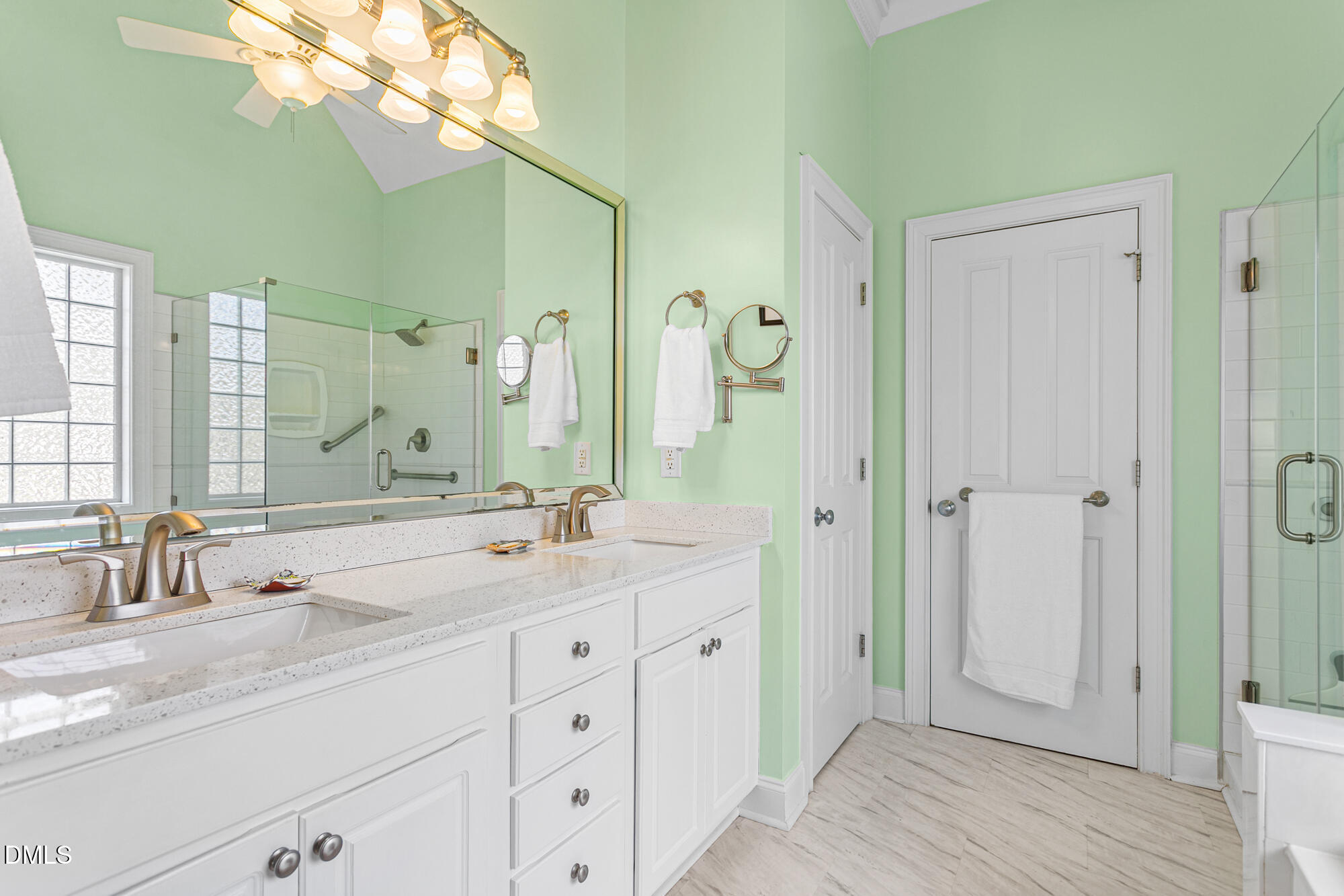 7 Powder Springs Place Durham, NC 27712 - Photo 26 of 44 a bathroom with a double vanity sink mirror and
