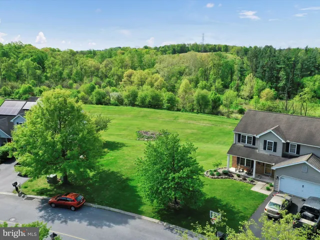 a view of a green field with lots of bushes