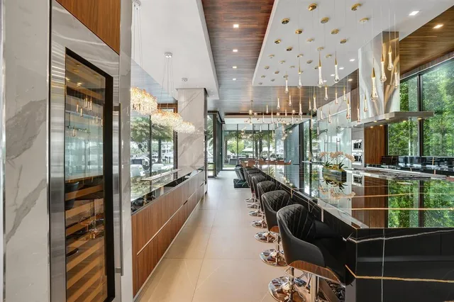 a view of a hallway with windows