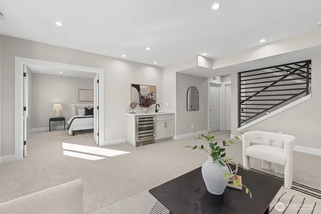 a living room with furniture