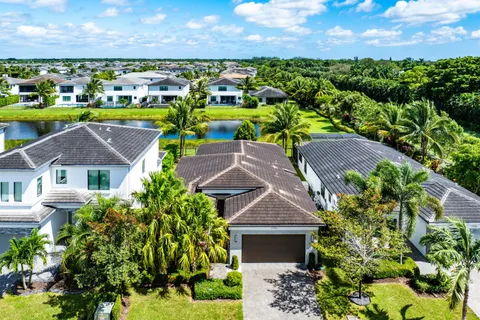 a aerial view of a house with a garden