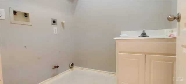 a utility room with a shower