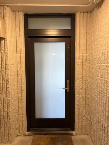 a view of wooden door