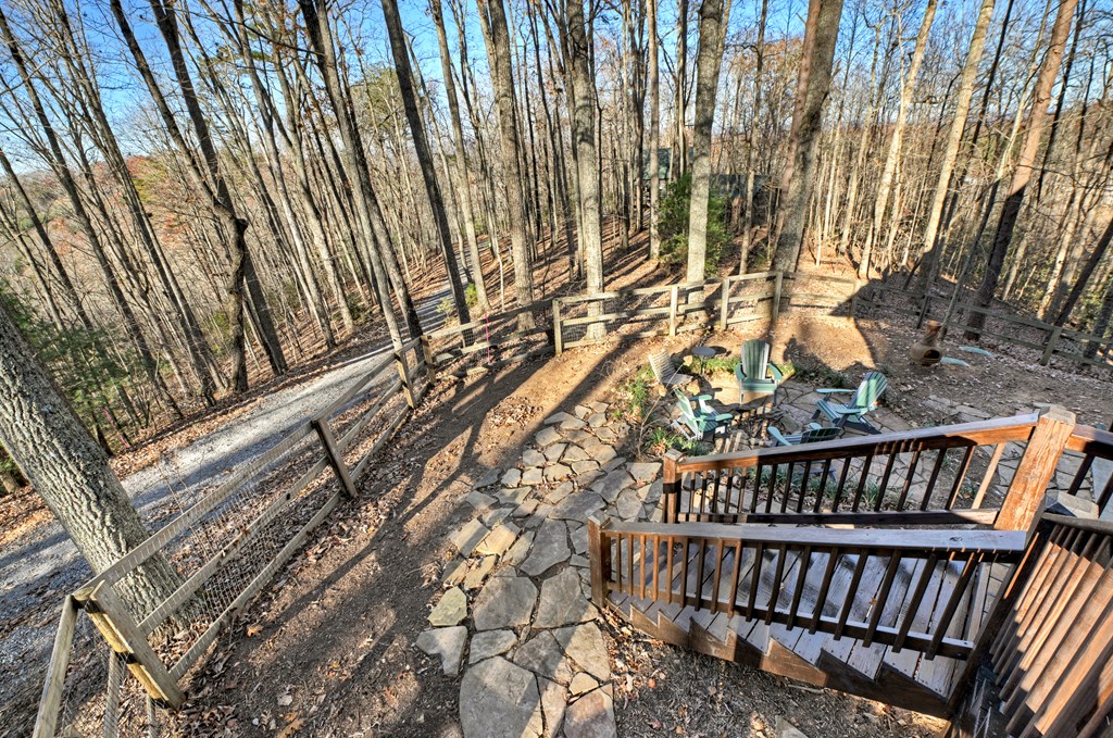 22 Running Bear Ridge Blue Ridge, GA 30513 - Photo 27 of 60 Stairs from the porch to the fenced in yard and fi