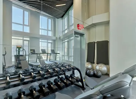 a view of a room with gym equipment