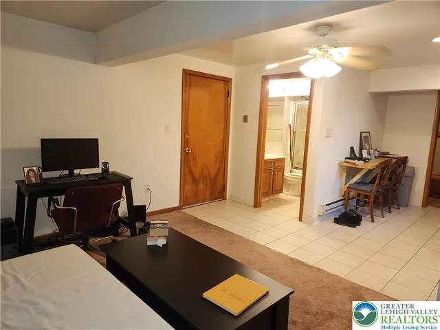 a living room with furniture