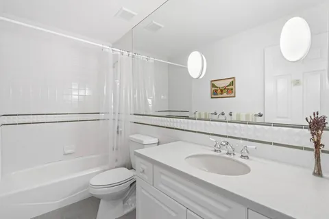 a bathroom with a toilet a sink a bathtub and a mirror