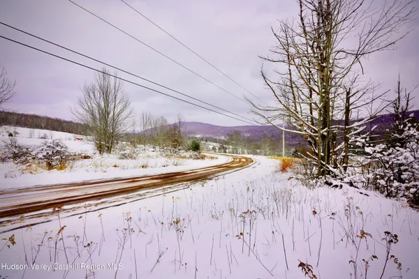 a view of a yard with a snow on the road