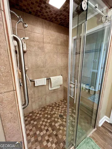 a bathroom with a shower