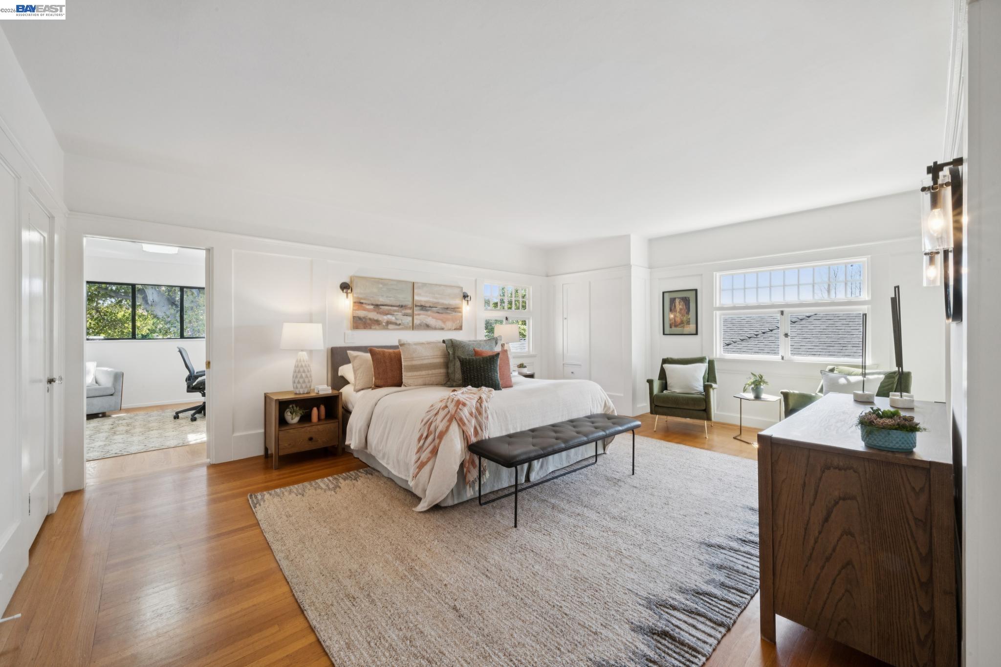 1122 Bay Street Alameda, CA 94501 - Photo 38 of 60 a living room with furniture and a large mirror next to a window
