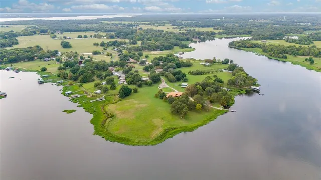 a view of a lake with a houses