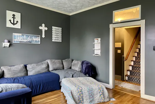 a living room with furniture