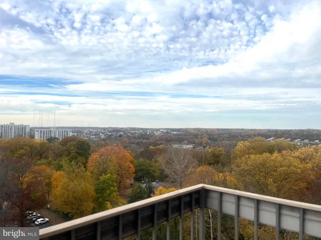 a view of a city from a balcony