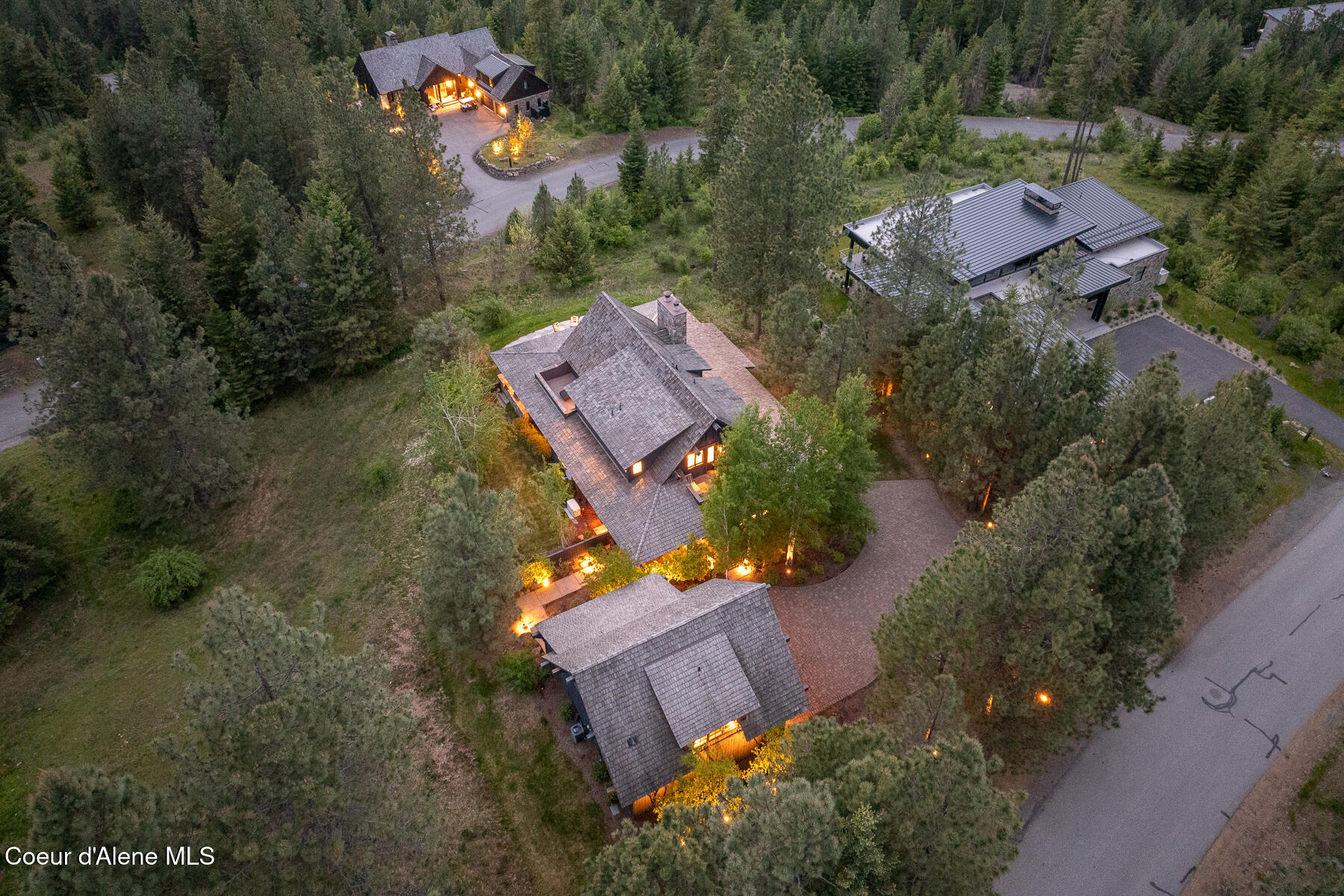 7783 South Buckrail Road Harrison, ID 83833 - Photo 34 of 49 Aerial_Estate141_Twilight-2