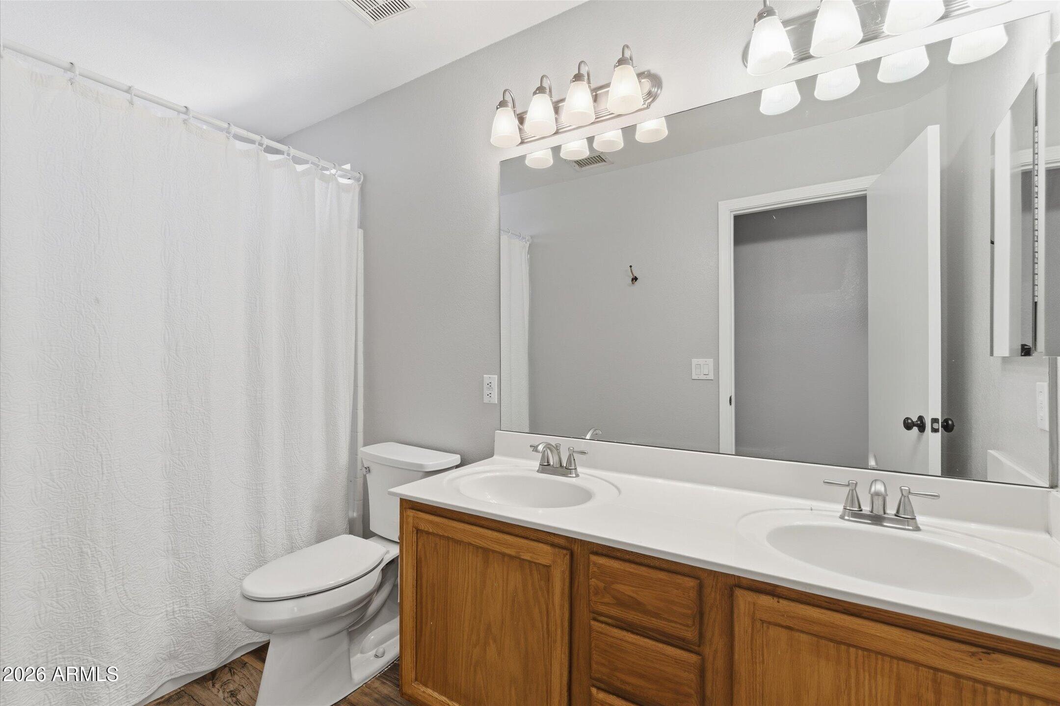 13633 South 47th Street Phoenix, AZ 85044 - Photo 27 of 37 a bathroom with a sink a toilet and a mirror