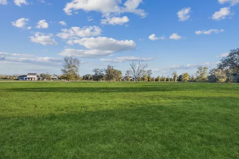 a view of outdoor space with green field and trees
