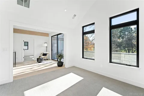 an empty room with windows