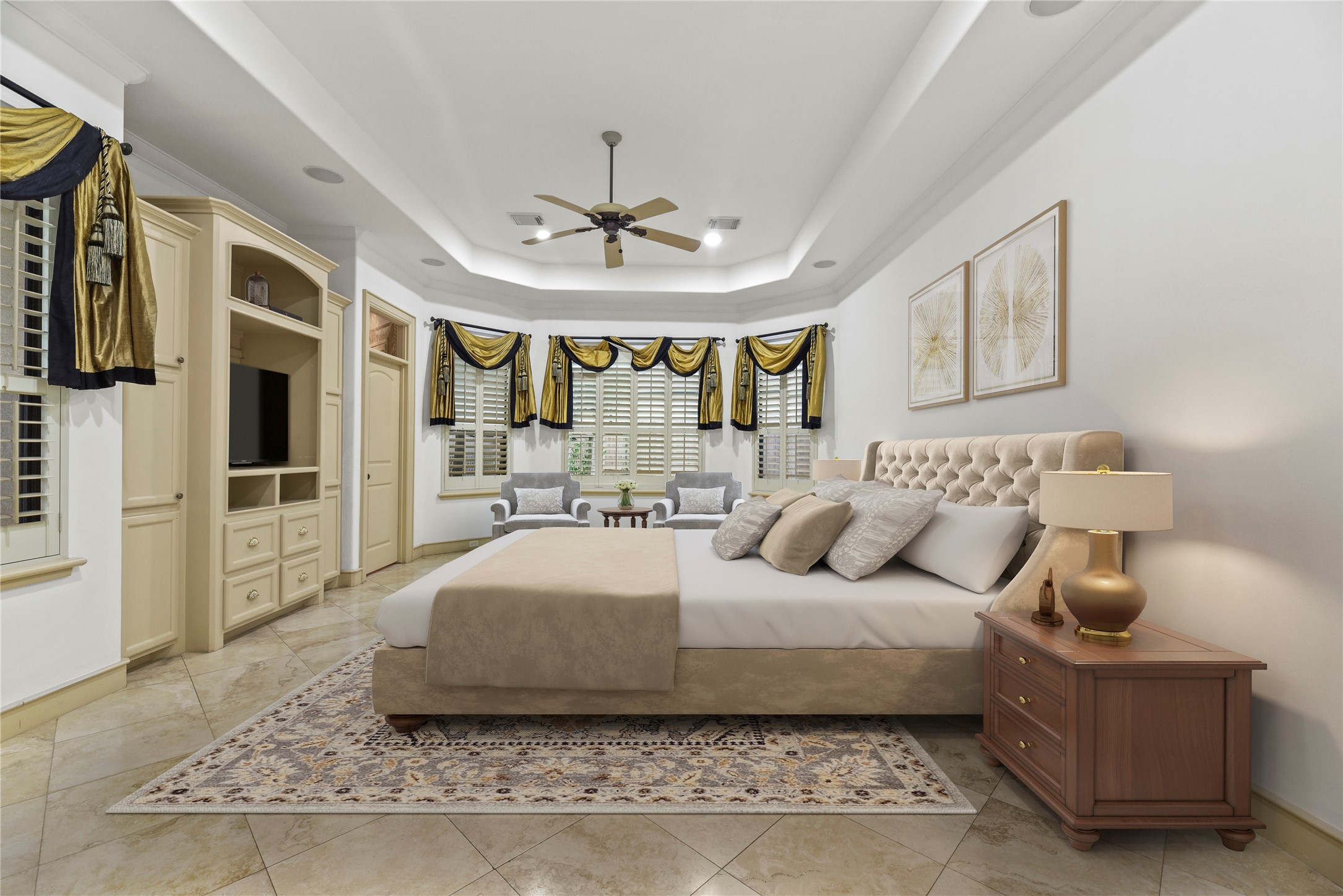 16610 Champagne Falls Court Spring, TX 77379 - Photo 15 of 45 a bedroom with a large bed and ceiling fan