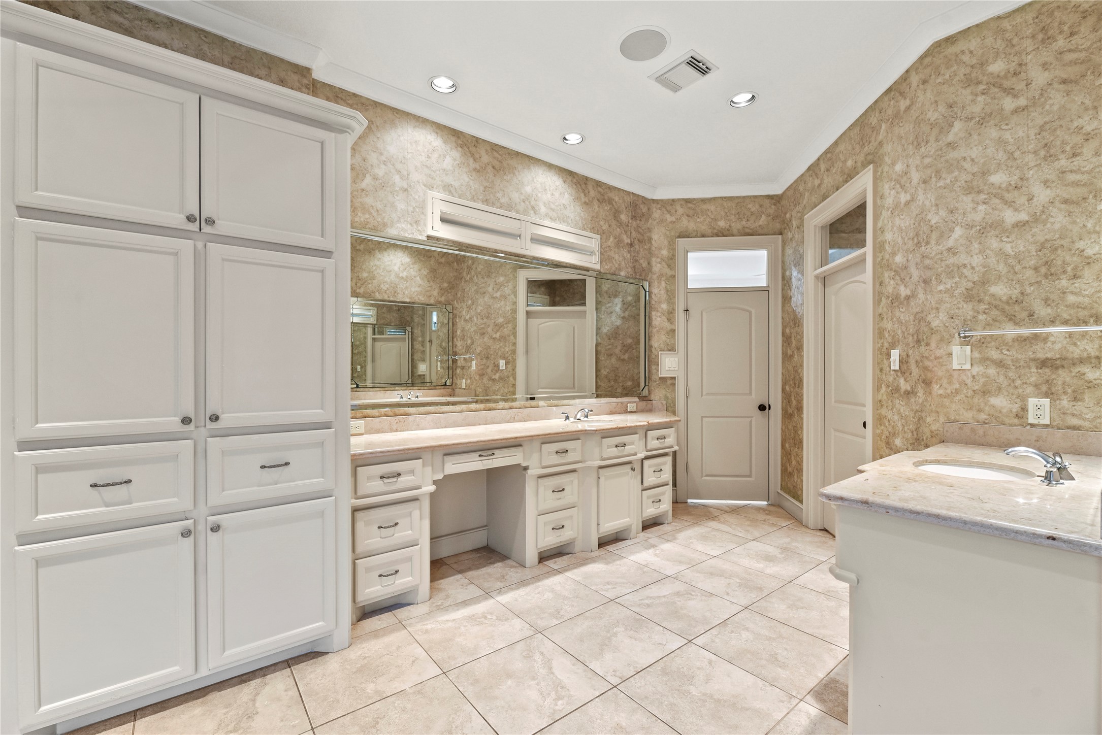 16610 Champagne Falls Court Spring, TX 77379 - Photo 17 of 45 a bathroom with a granite countertop sink mirror and bathtub