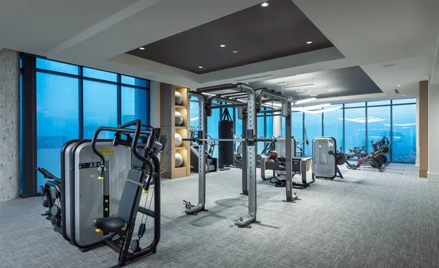 a view of a room with gym equipment