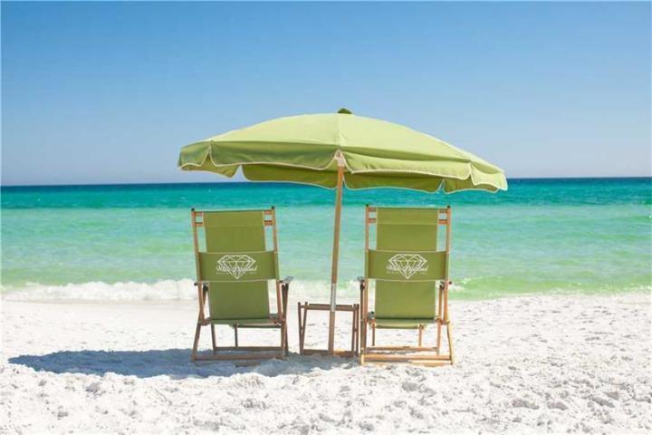 9815 Highway 98, Unit 200 Miramar Beach, FL 32550 - Photo 35 of 54 a view of a patio with a table and chairs under an umbrella