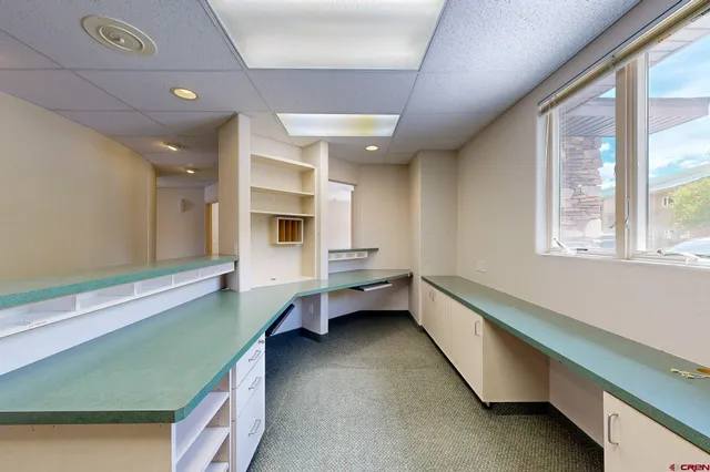 a large room with windows