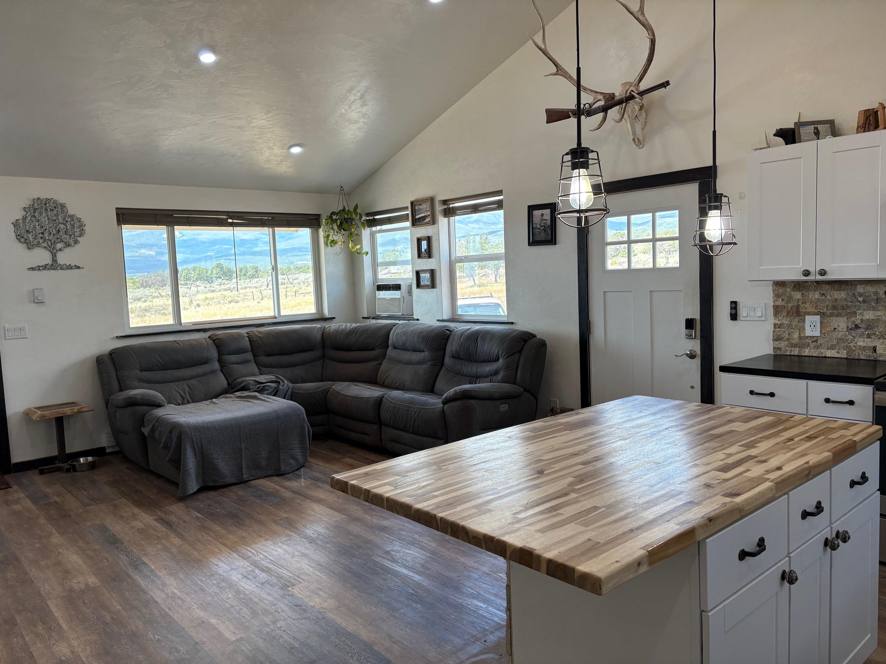 24500 Timothy Road Cedaredge, CO 81413 - Photo 8 of 33 a living room with furniture and a chandelier