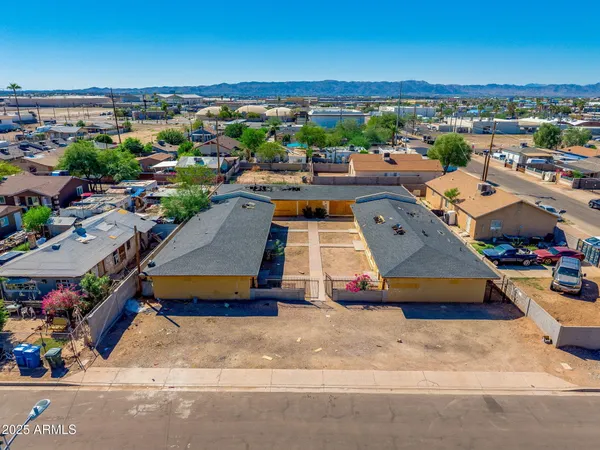 an aerial view of a tennis ground and a terrace view