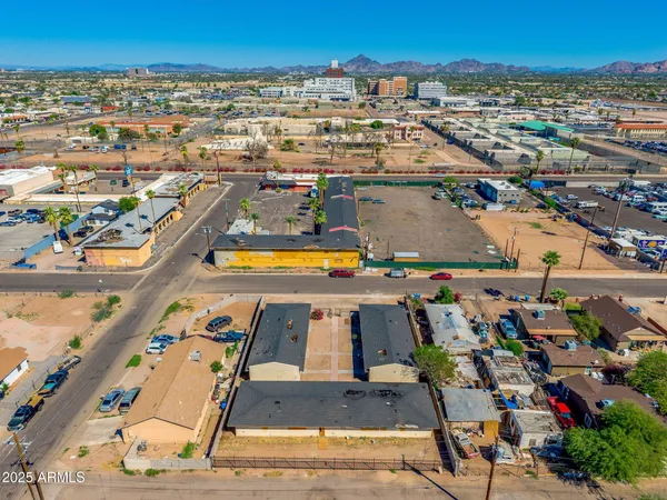 an aerial view of a city