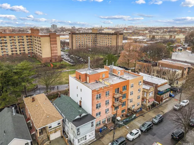 an aerial view of a building