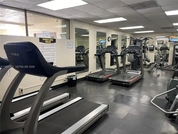 a view of a room with gym equipment