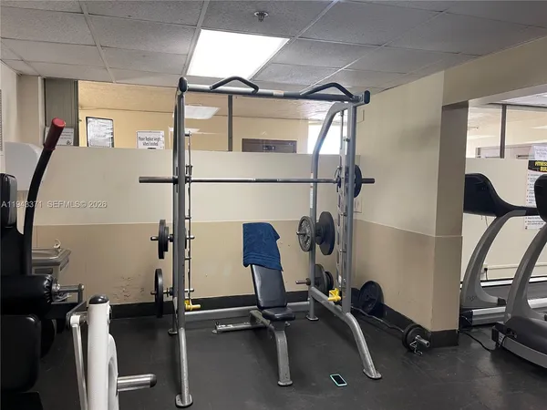 a view of a room with gym equipment