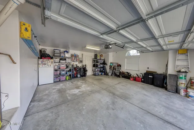 a view of a storage room with gym equipment