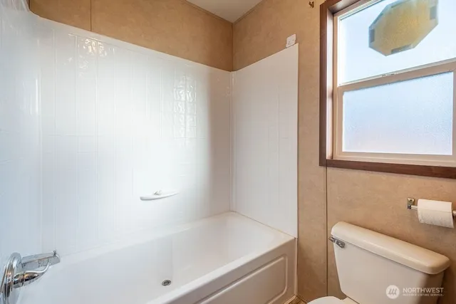 a bathroom with a toilet and a bathtub