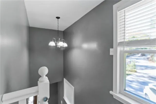 a dining room with window