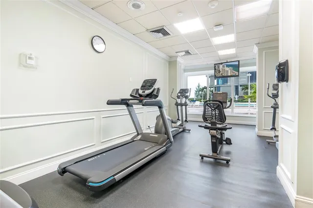 a view of a room with gym equipment